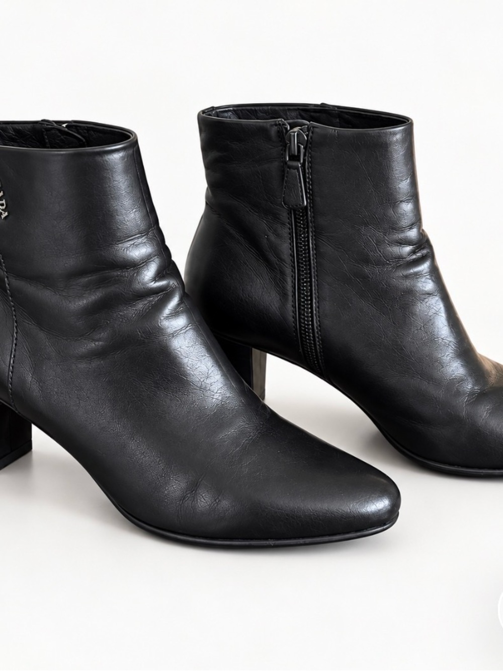 Prada Black Leather Ankle Booties